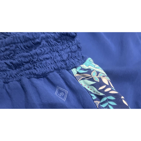Vera Bradley Smocked Waist Wide Leg Challis Pants Blue Tassel Womens XL Boho - Picture 5 of 10